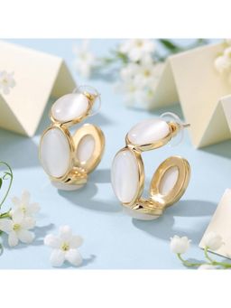TRIBAL ZONE - Ivory Stone Two-Tier Hoop Earrings