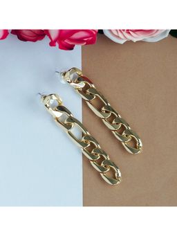 TRIBAL ZONE - Gold Curb Chain Drop Earrings