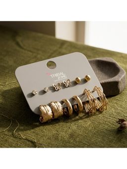 TRIBAL ZONE - Cz, Butterfly and Hoop Stud Set