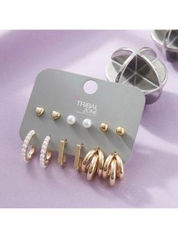 TRIBAL ZONE - Heart, Pearl and Hoop Earring Set