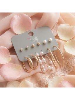 TRIBAL ZONE - Cz, Pearl and Ball Stud with Hoop Set
