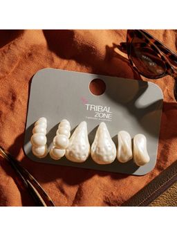 TRIBAL ZONE - Pearl-Tone Drop Earring Set