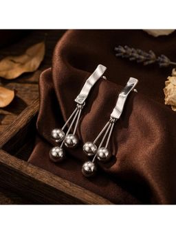 TRIBAL ZONE - Silver Cherry Cluster Ball Drop Earrings