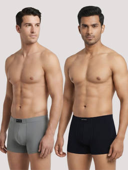 Tom Burg - Antibacterial Odor-Free Solid Cotton Lycra Solid Multi-Color Trunk (Pack of 2)