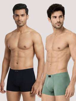 Tom Burg - Antibacterial Odor-Free Solid Cotton Lycra Solid Multi-Color Trunk (Pack of 2)