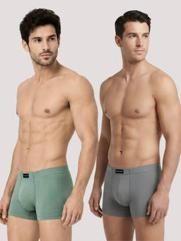 Tom Burg - Antibacterial Odor-Free Solid Cotton Lycra Solid Multi-Color Trunk (Pack of 2)