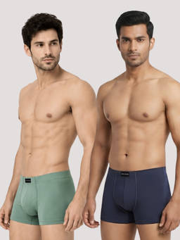 Tom Burg - Antibacterial Odor-Free Solid Cotton Lycra Solid Multi-Color Trunk (Pack of 2)