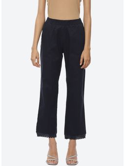 Lakshita - Navy Blue Pants With Lace Detail