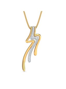 KuberBox - 18K Gold Drifty Lined Diamond Pendant for Women-Girls