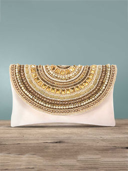 Peora - Clutch Purses For Women Wedding Handmade Evening Handbags Party Bridal Clutch (C12Crm)