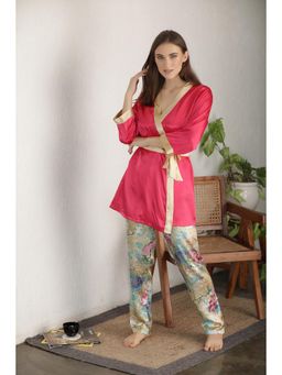 Private Lives - Satin Robe Top, Pyjama And Belt