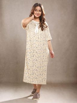 CrossKulture - Short Sleeve Nightdress For Women Beige