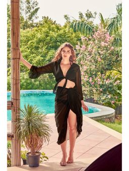 Private Lives - The Luna-Bay Black Beach Wrap Cover Up