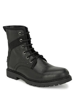 CARLO ROMANO - Milled Leather Black Casual High Ankle Boots