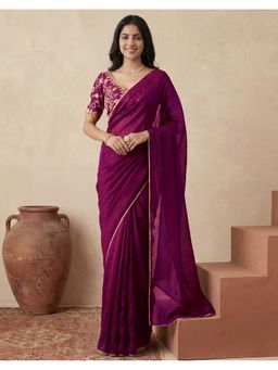 SATRANI - Women Purple Saree With Unstitched Blouse