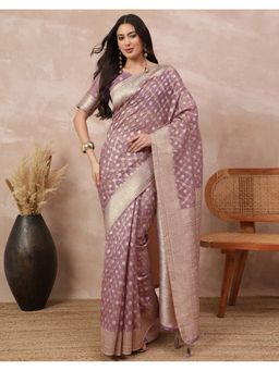 SATRANI - Women Mauve Silk Saree With Unstitched Blouse