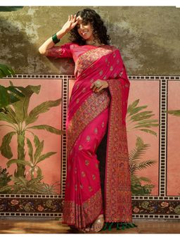 SATRANI - Women Pink Silk Saree With Unstitched Blouse