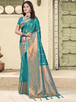Anaita - Blue Soft Silk Woven Saree with Unstitched Blouse