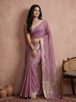 Anaita - Lavender Cotton Woven Saree with Unstitched Blouse