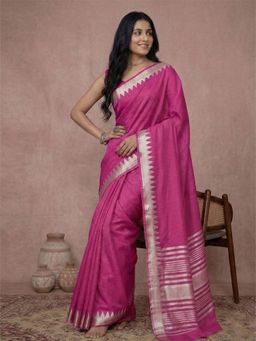 Anaita - Pink Women Cotton Woven Saree with Unstitched Blouse