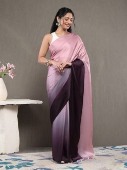 Garden VARELI - Brown Satin Ombre Saree with Unstitched Blouse