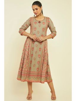 Soch - Women Beige Modal Floral Dress