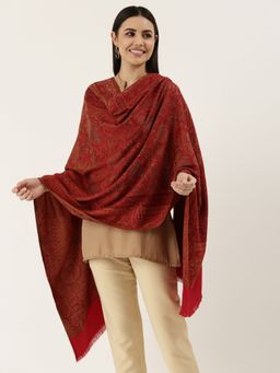 Pashmoda - Women Red Crystal Work Jamawar Stole