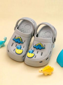 Yellow Bee - Trendy Clogs with Cute 3D Dinosaur Charms for Boys-Grey