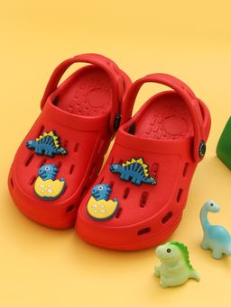 Yellow Bee - Stylish Clogs with Cute 3D Dinosaur Charms for Boys-Red