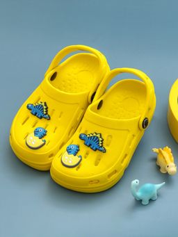 Yellow Bee - Bright Clogs with Fun 3D Dinosaur Charms for Boys-Yellow