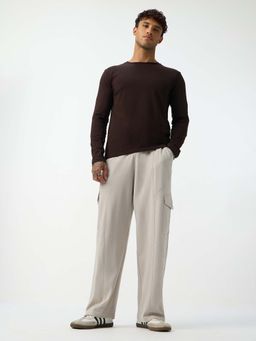 The Souled Store - Solids Stone Grey Men Cargo Trackpant