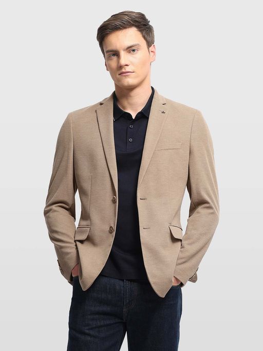 Arrow Mens Zero Calorie Slim Fit Knitted Brown Blazer