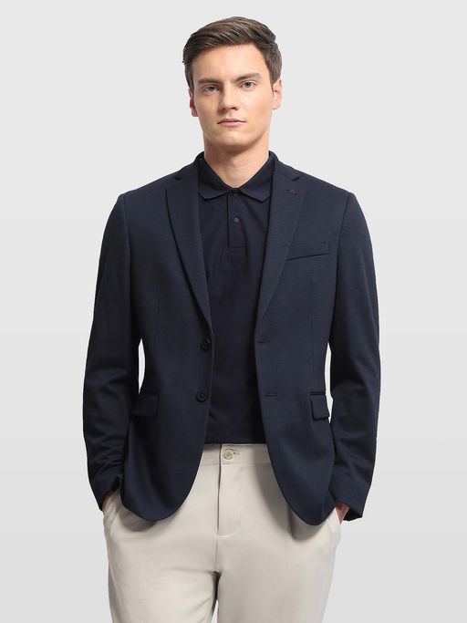 Arrow Mens Zero Calorie Slim Fit Knitted Navy Blue Blazer