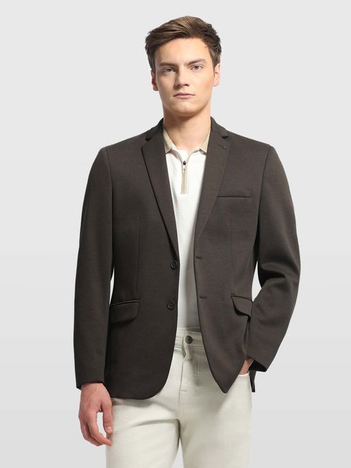 Arrow Mens Zero Calorie Slim Fit Textured Olive Blazer