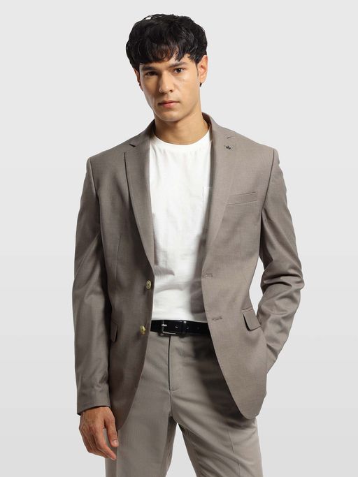 Arrow Mens Tailored Fit Textured Khaki Blazer
