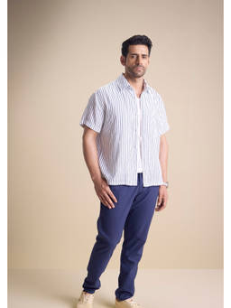 TERRA LUNA - Blue Bosco Short Sleeve Striped Shirt