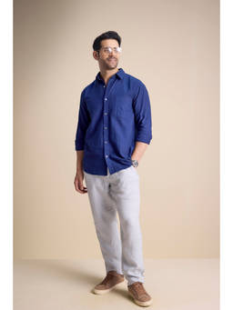 TERRA LUNA - Blue Silva Long Sleeve Town Collar Shirt