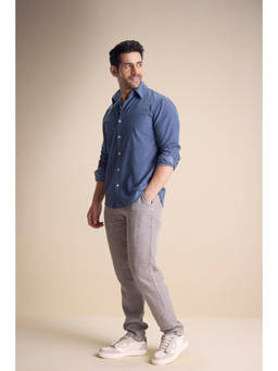 TERRA LUNA - Blue Silva Long Sleeve Town Collar Shirt