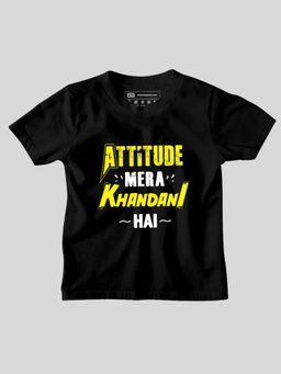 Be Awara - Attitude Mera Khandani Hai Half Sleeves Kids T-shirt Black