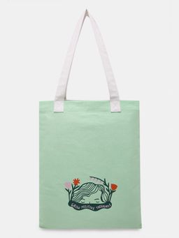 VERO MODA - Women Printed Green Tote Bag