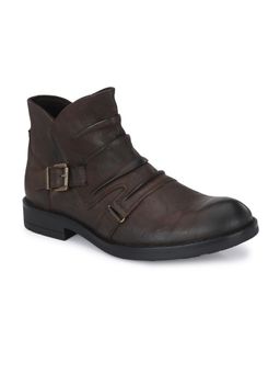 Delize - Brown Solid Mens Leather Ankle Boots