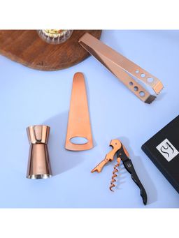 FNS - Bar Tool Set In Rose Gold Finish With Box Packaging Home Bartending Kit