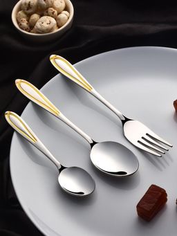 FNS - Classic Stainless Steel 24 Karat Gold Plated 18 Pcs Cutlery Set