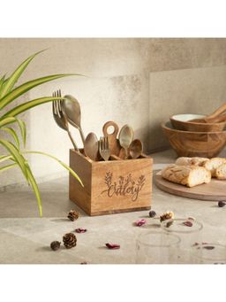 Haus & Kinder - Acacia Wood Cutlery Holder Multipurpose Cutlery Holder For Dining