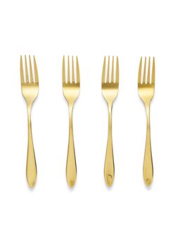 Haus & Kinder - Gold Stainless Steel Dinner Fork Cutlery Gifts Champagne Gold Fork