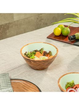 Haus & Kinder - Wood Serving Bowls For Kitchen Wooden Bowls For Desserts Salads Green Floral