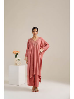 Siyona by Ankurita - Peach Gulab Kaftan with Pant (Set of 2)