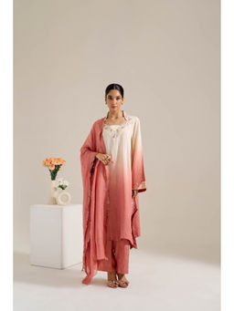 Siyona by Ankurita - Peach Dahlia Kurta with Pant and Dupatta (Set of 3)