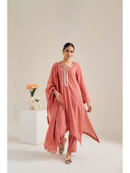 Siyona by Ankurita - Peach Gul Mohar Kurta with Pant and Dupatta (Set of 3)