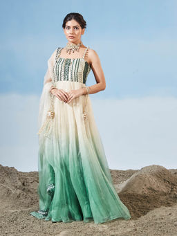 Siyona by Ankurita - Green Ombre Breeze Anarkali with Dupatta (Set of 2)